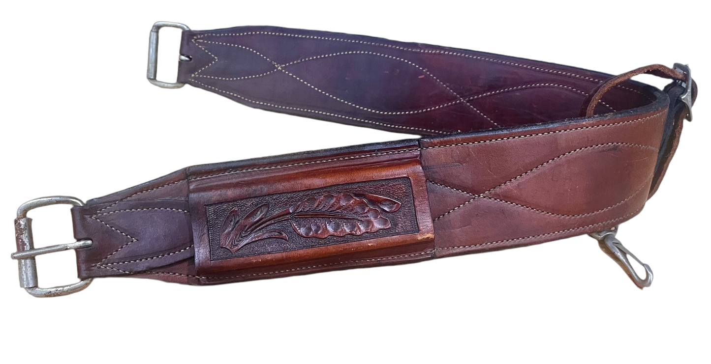 Leather Backcinch with Hand Tooled Keepers