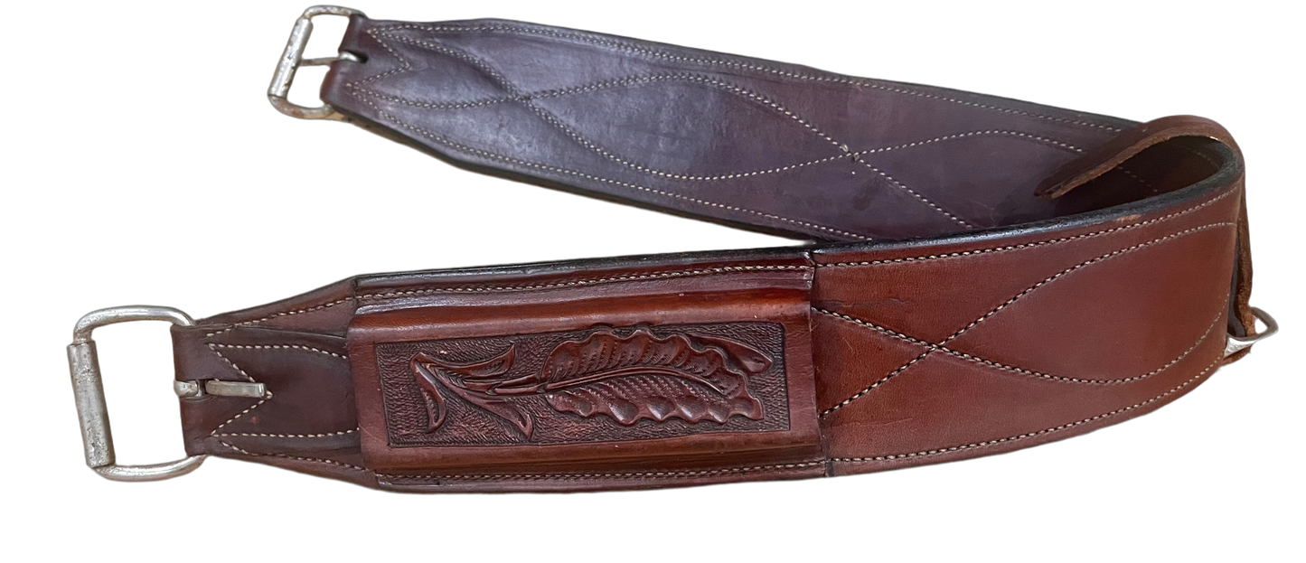 Leather Backcinch with Hand Tooled Keepers