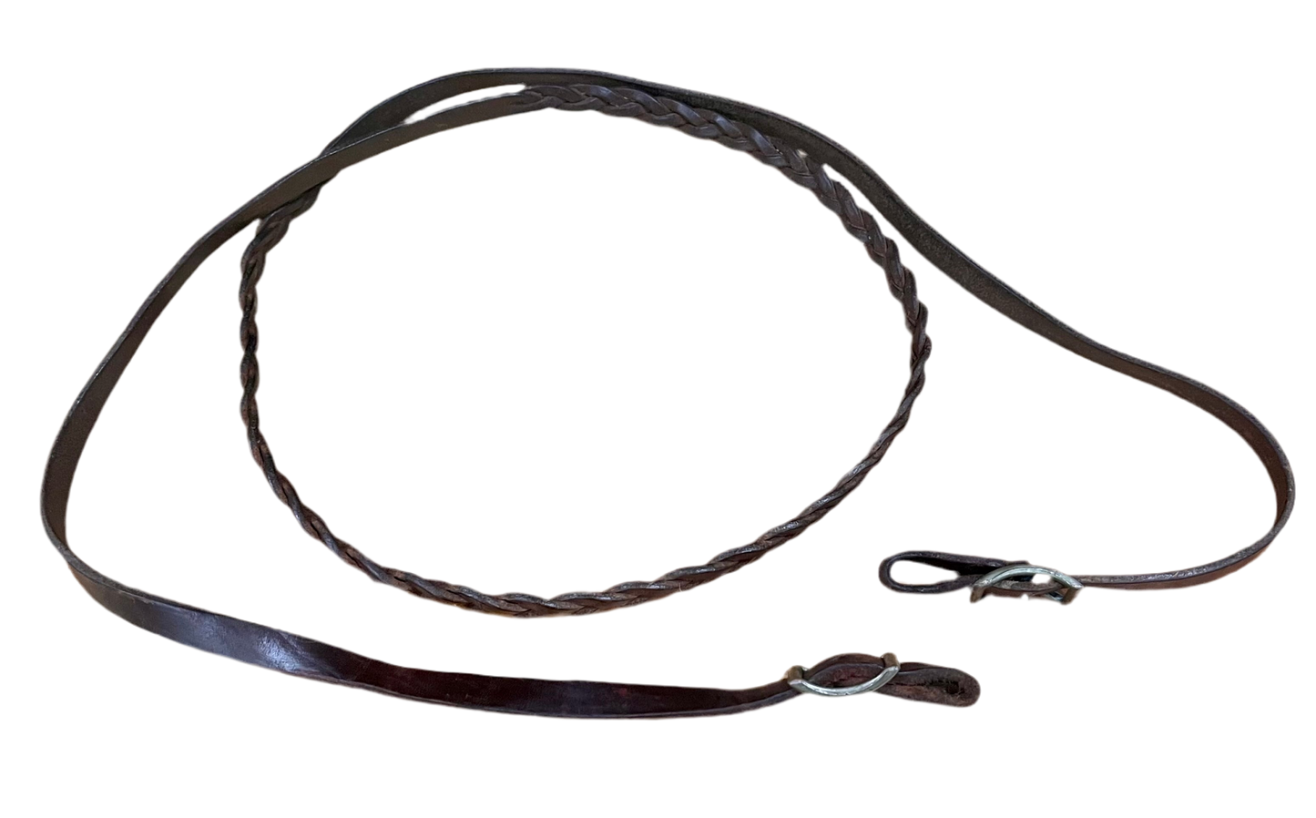 Braided Leather Roping Rein with Conways