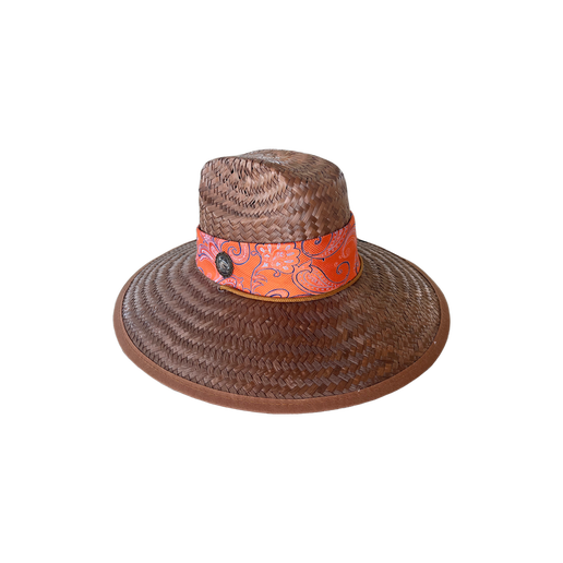 Woven hat with patterned scarf band