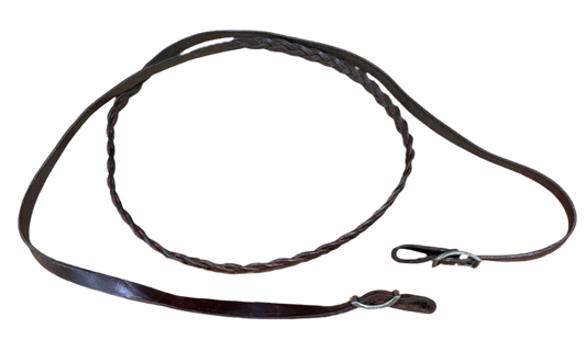 Braided Leather Roping Rein with Conways
