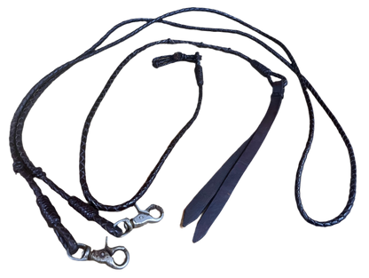 Braided Leather Romal Reins with Quirt