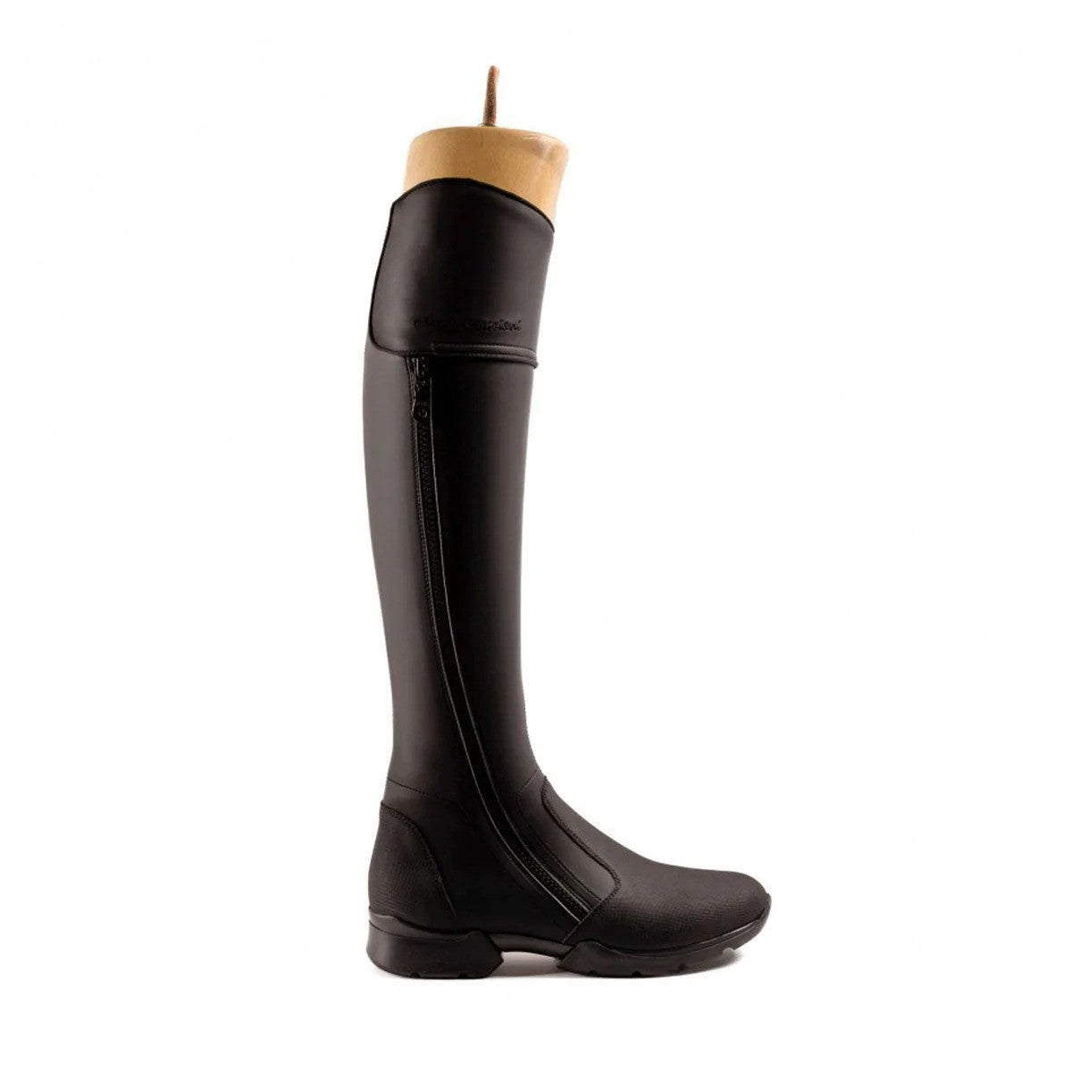 Black leather riding boot