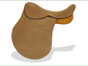 Camel colored all suede polo saddle