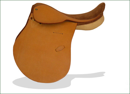 Camel colored polo saddle with suede seat