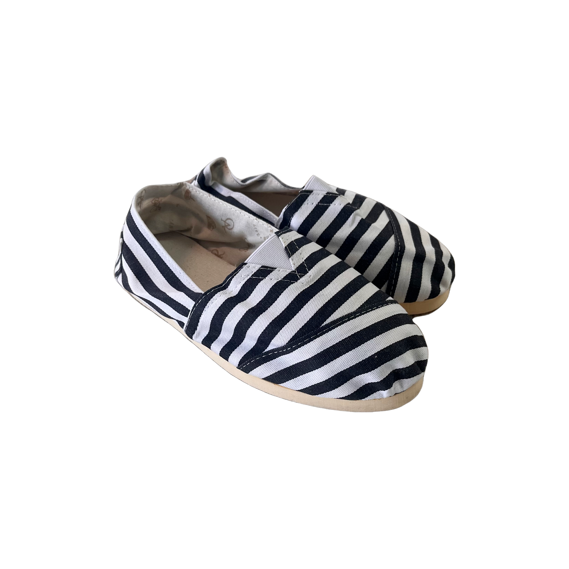 Black and white striped shoes