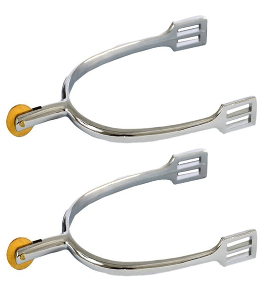 Pair of spurs with smooth brass rowel