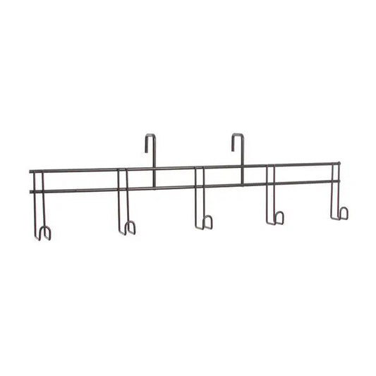 Metal rack with five hooks and two door hangers