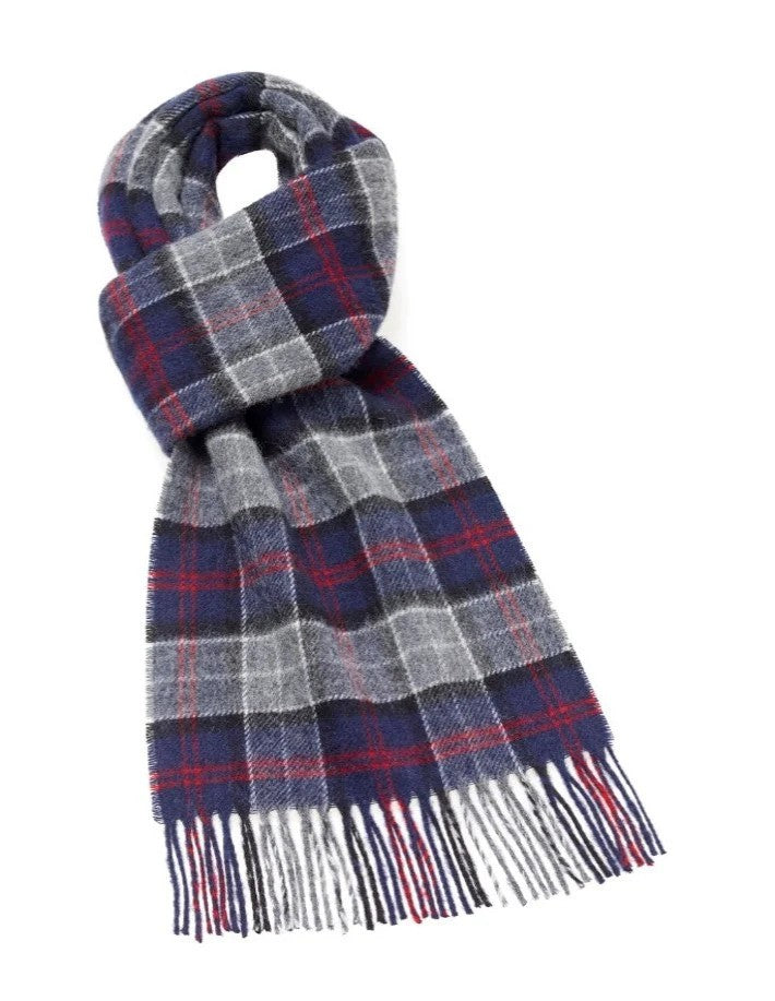 Gray, navy. black and red plaid scarf