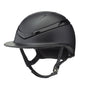 Matte black riding helmet with glossy black accent