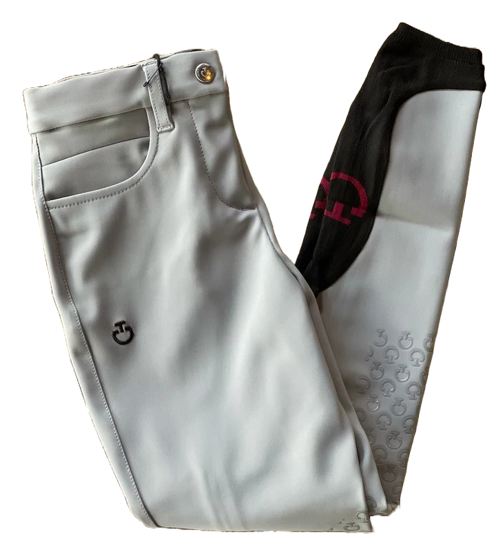 Beige girls breeches with CT logo knee grips