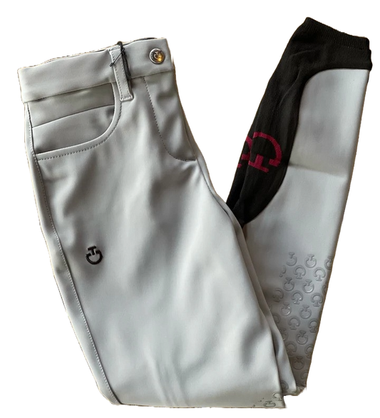 Beige girls breeches with CT logo knee grips