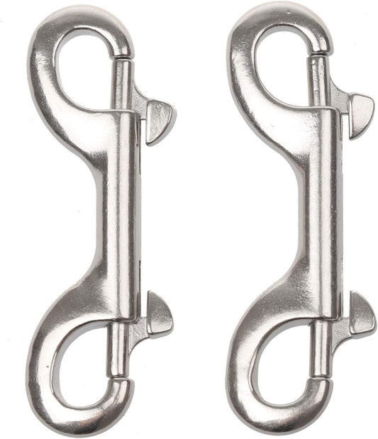 Closeup of two double-end snap clips