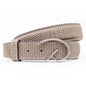 Grey leather belt with logo