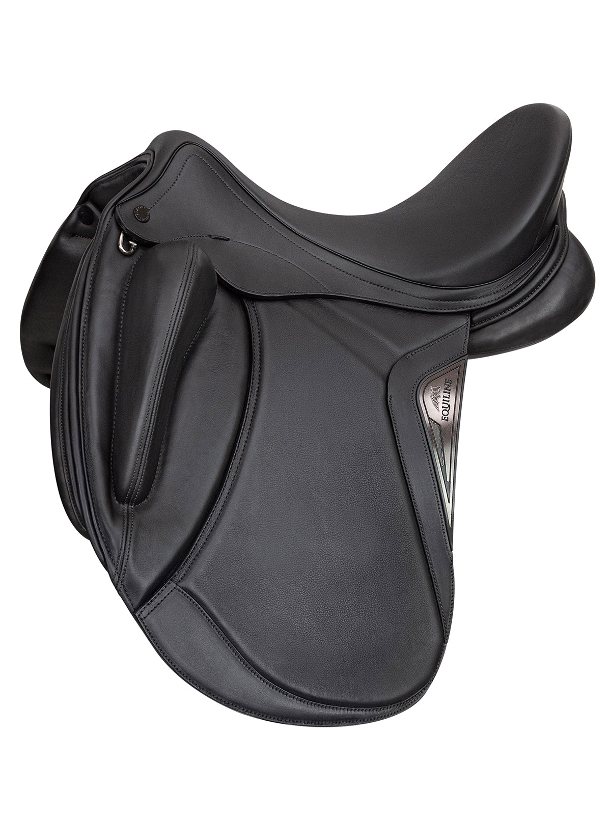 Black dressage saddle