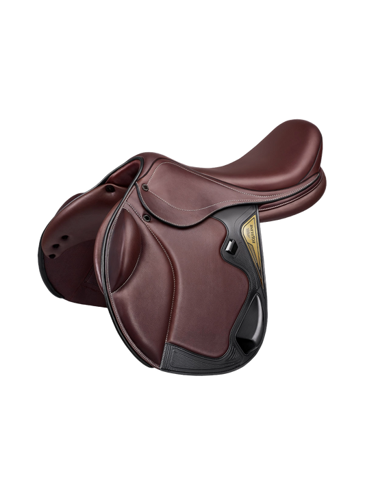 Brown leather jumping saddle