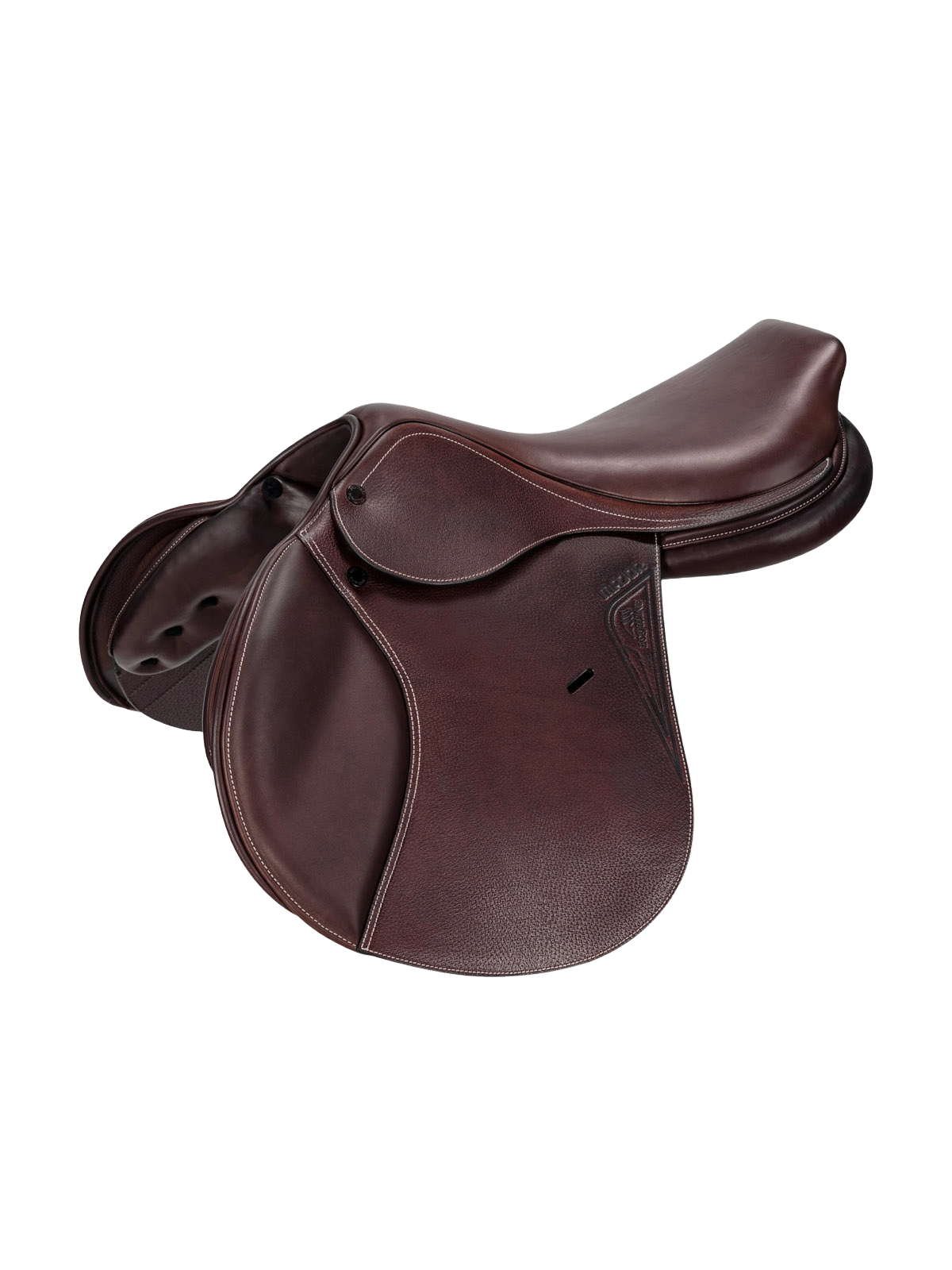 Brown leather jumping saddle