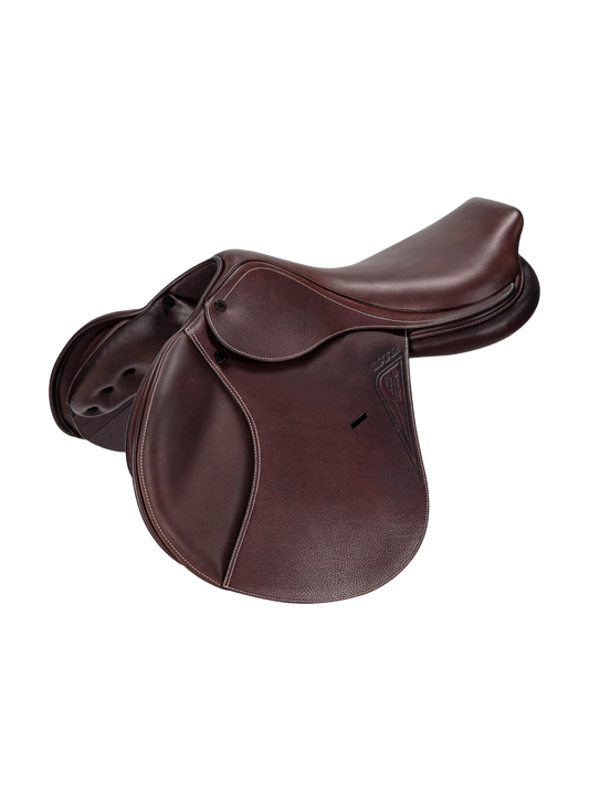 Brown leather jumping saddle