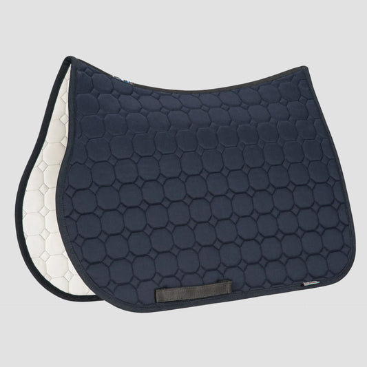 Side view of dressage saddle pad in navy