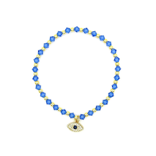 Beaded bracelet with evil eye charm