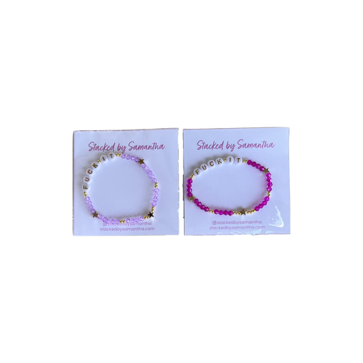 Beaded bracelets in lilac and fuchsia 