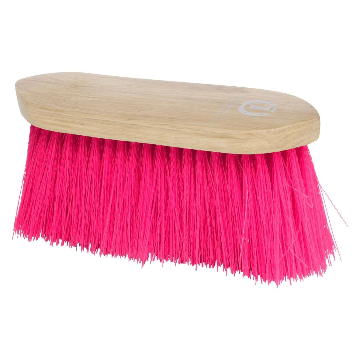 Wood-back brush with long pink bristles