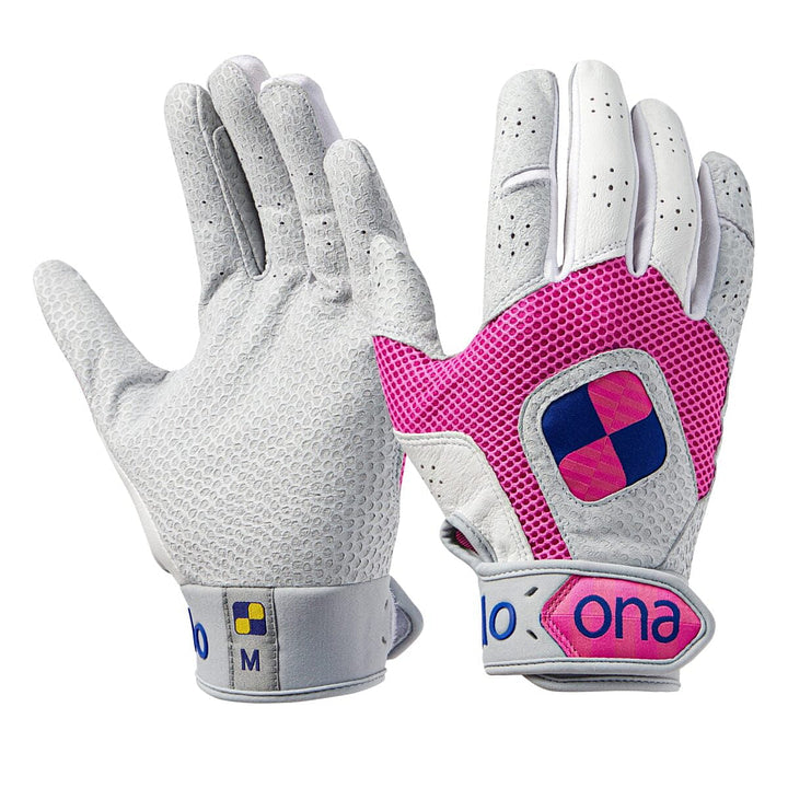 Pink and white gloves