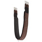 Non-slip brown girth with black stitching