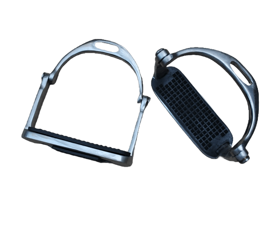 Pair of hinged polo stirrups