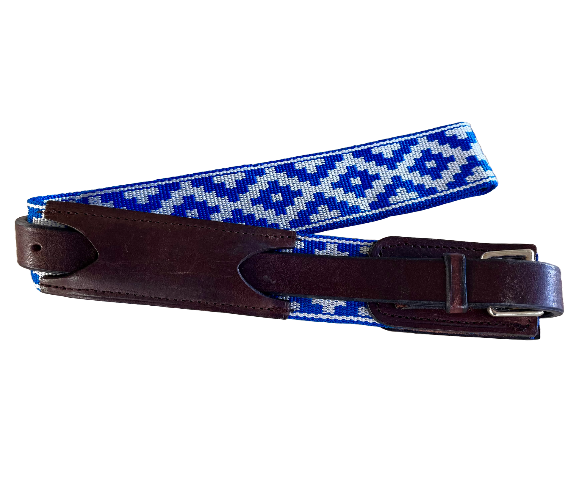 Overgirth with royal blue and white pampa pattern