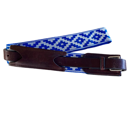 Overgirth with royal blue and white pampa pattern