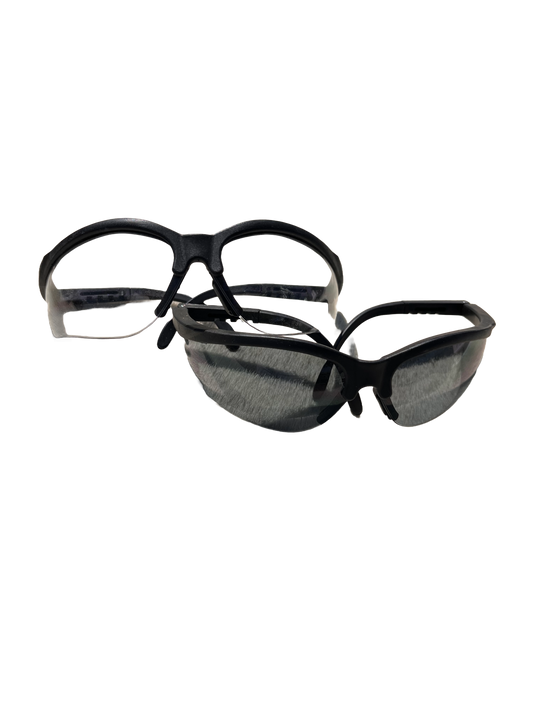 Two pair of safety glasses, in clear and tinted