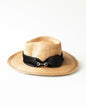 Woven hat with silk scarf and snaffle bit accent