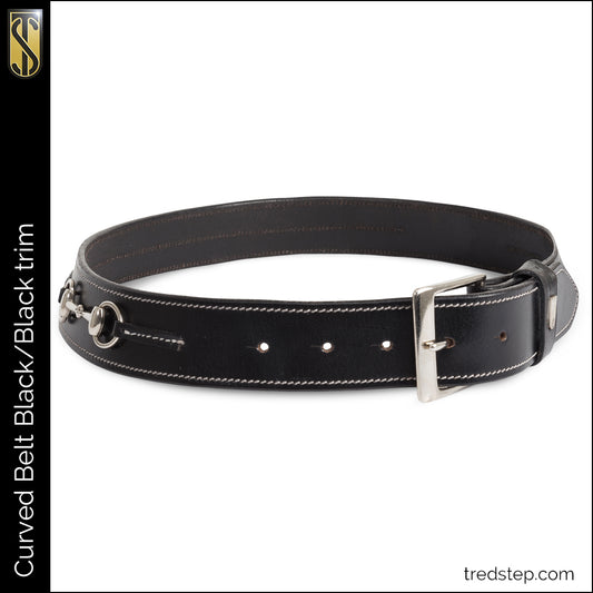 Black leather belt with snaffle charm