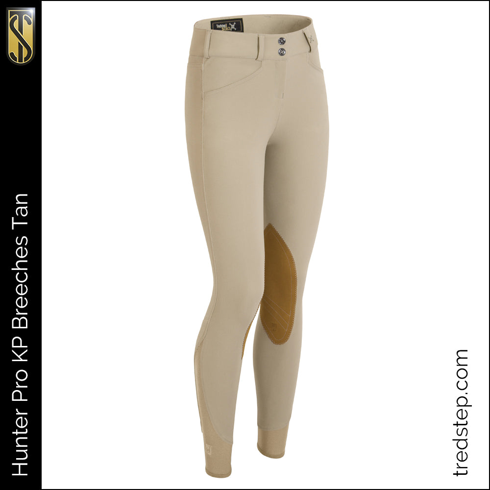 Beige hunter riding breeches with suede knee grips