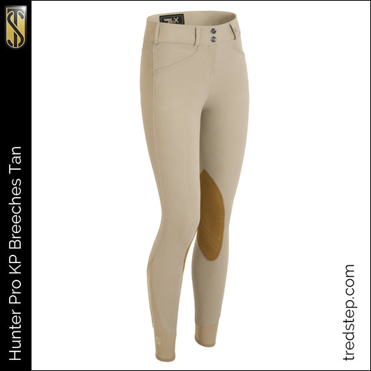 Beige hunter riding breeches with suede knee grips