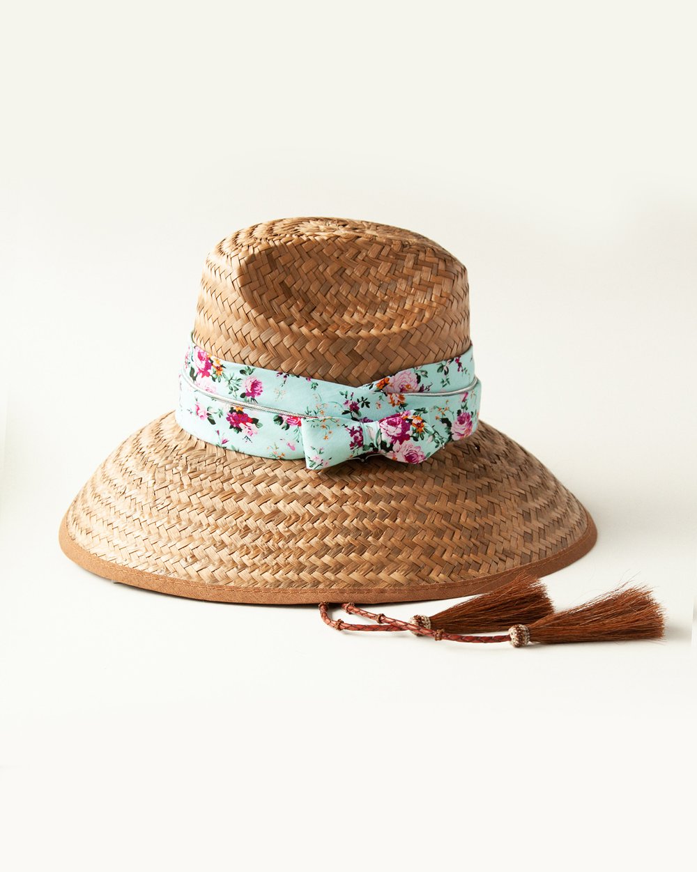 Woven sun hat with fabric band