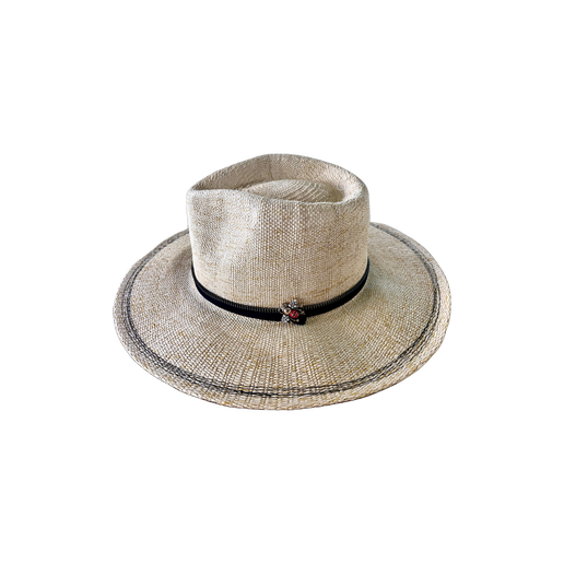 Woven hat with band and accent