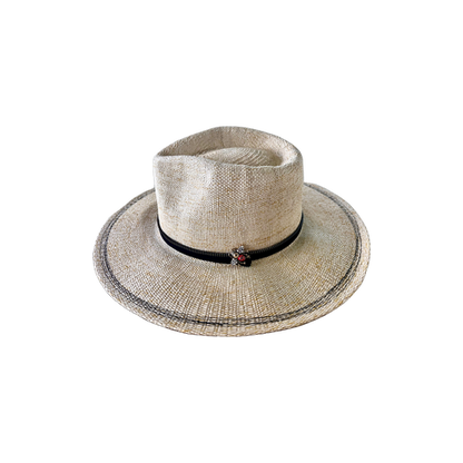 Woven hat with band and accent