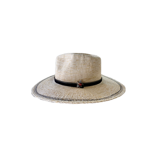 Woven hat with band and accent