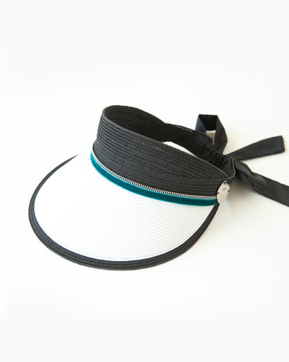 Visor with teal velvet