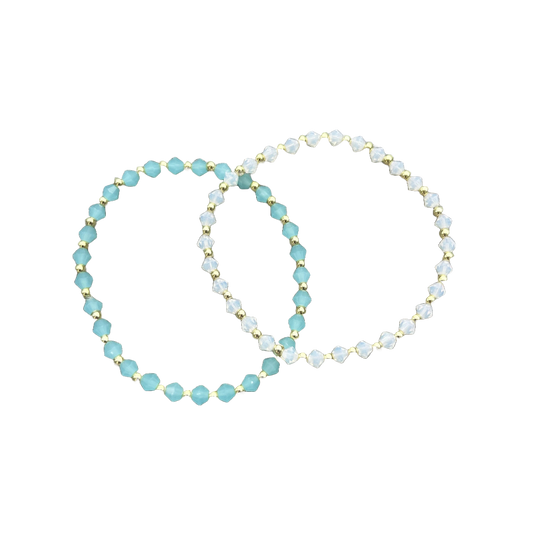 Bracelets in White Opal and Gold and Aqua and Gold