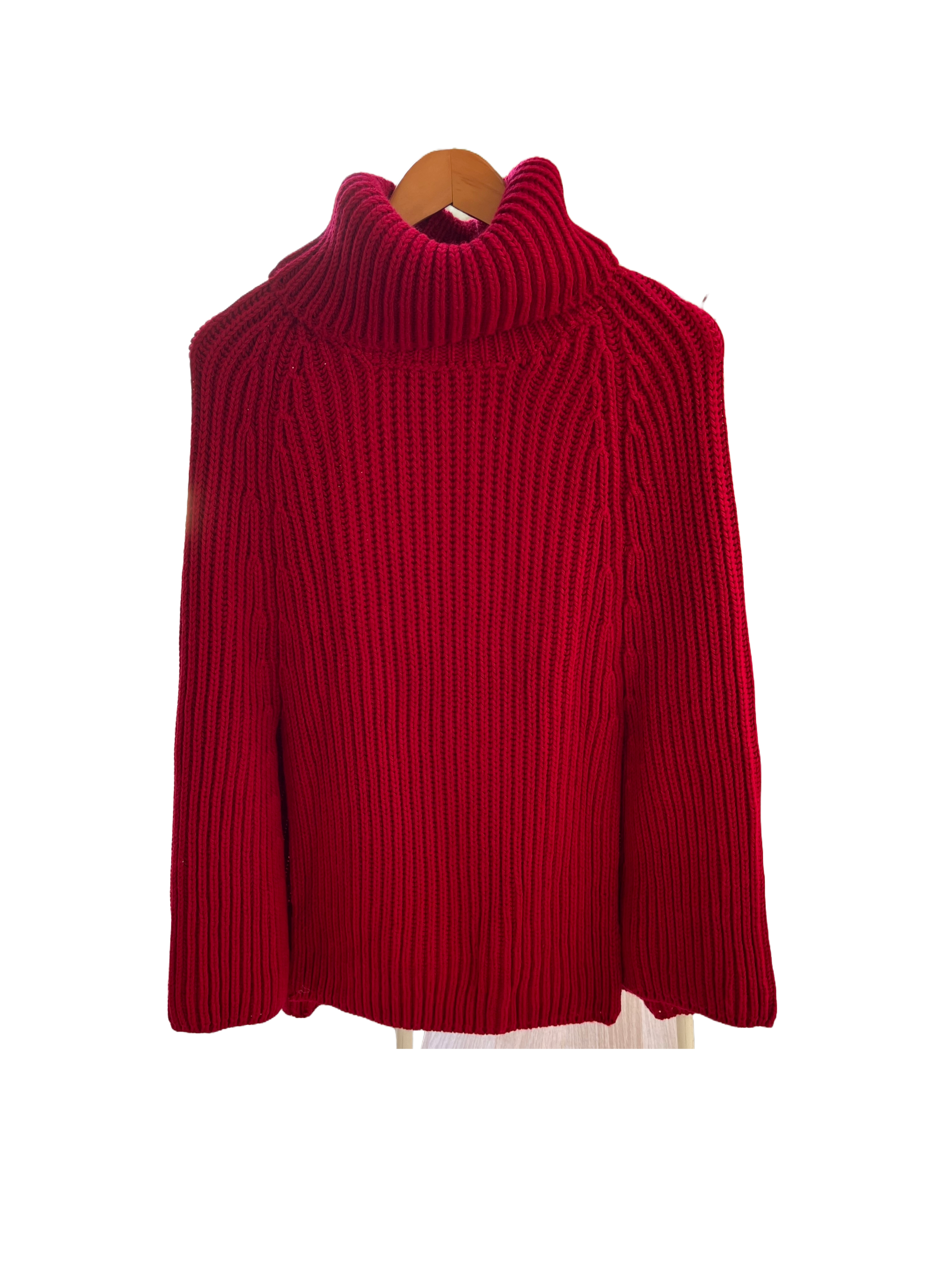 Crimson red wool poncho