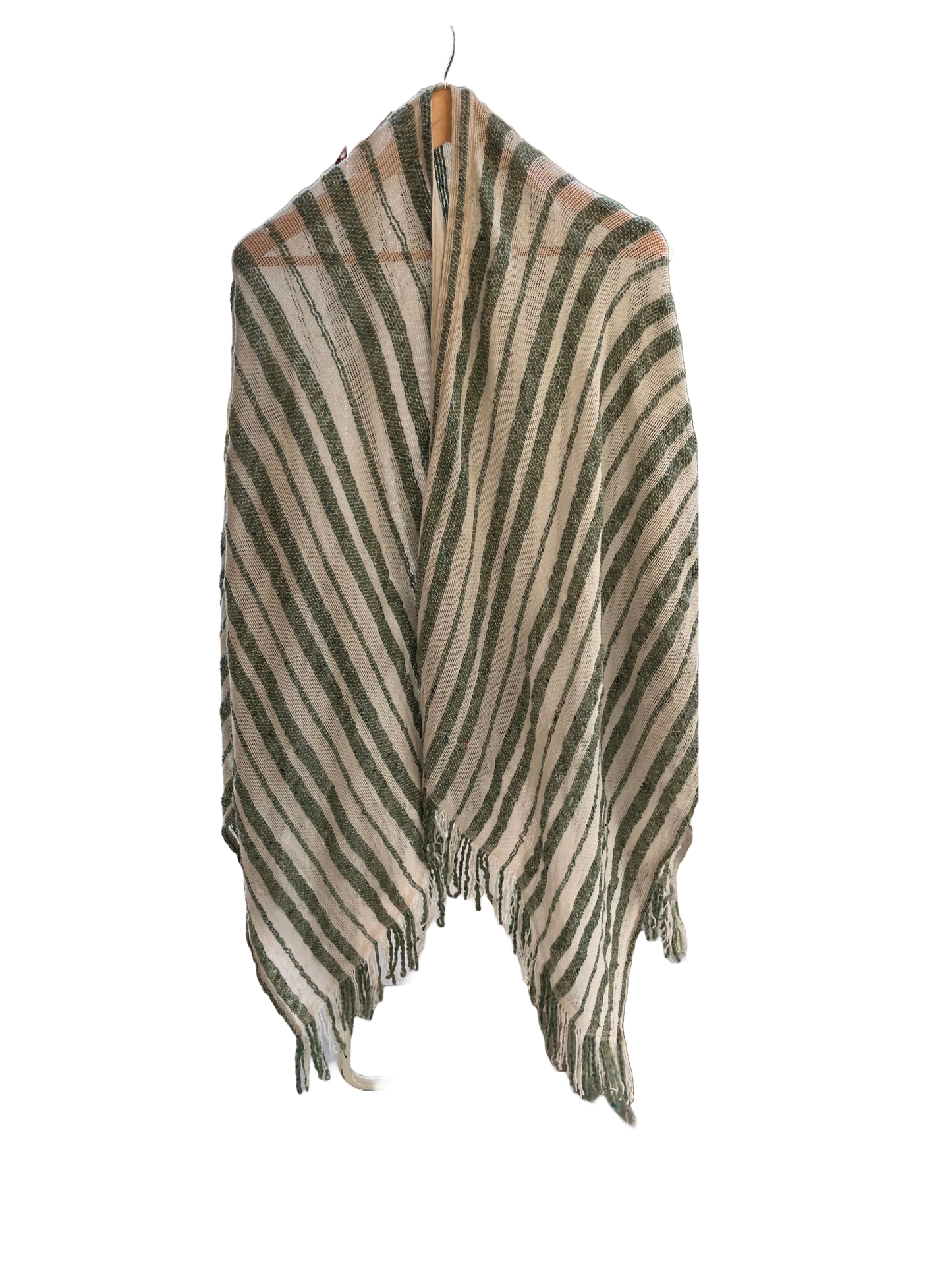 Green and white striped shawl