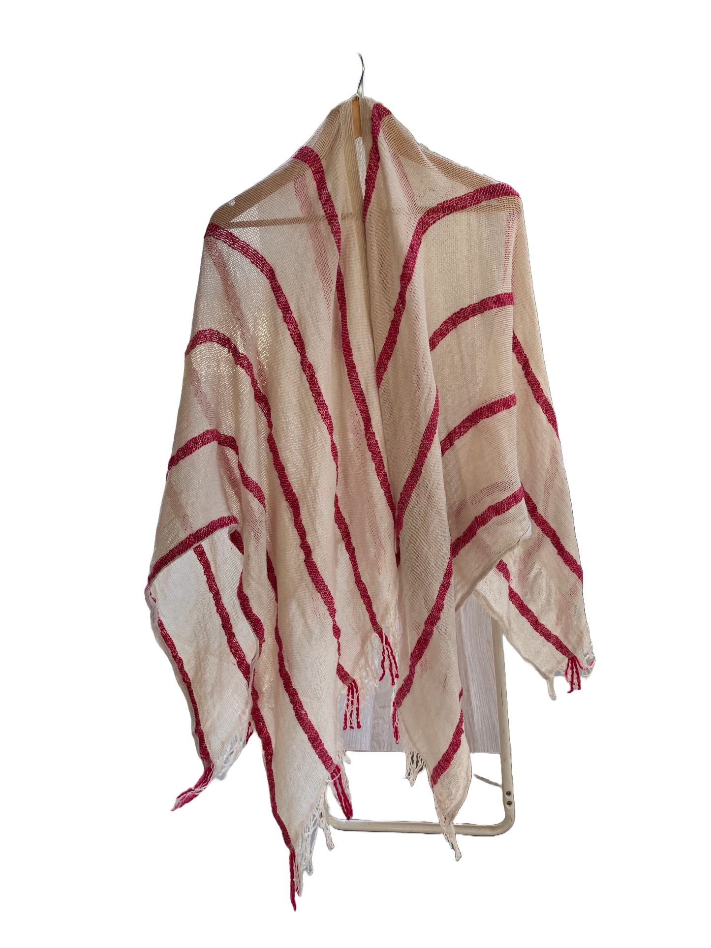 Light pink and red striped shawl