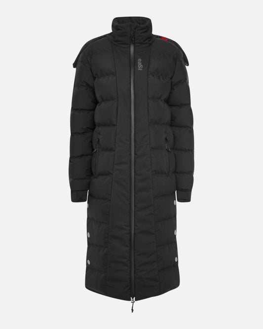 Front view of black puffer coat